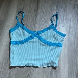 pj top, M, blue, lacey